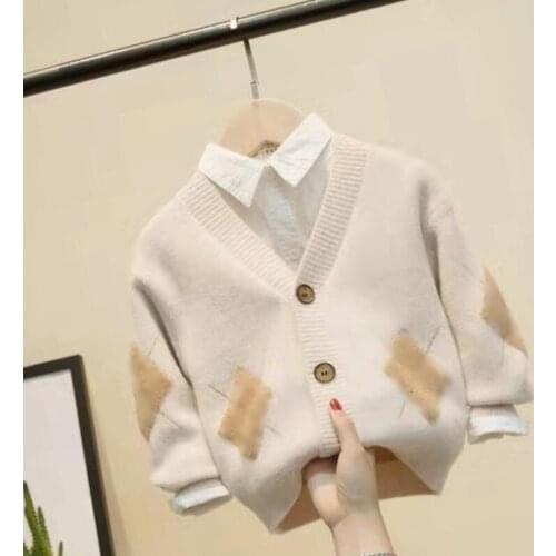 V Neck Spring Autumn Tops Boys Sweater Jacket Coat Kids Knitting Overcoat Outwear Teenager Children Clothes High Quality
