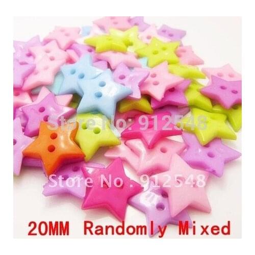 YJHSMY 100 Pcs/Lot Random Mixed Star 2 Holes Resin Sewing Buttons 20mm Dia