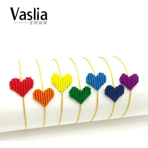 VISALIA heart shaped love lucky rainbow braided bracelet simple trendy ladies thread handmade jewelry best gift summer charm new