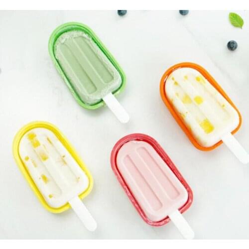 100pcs Silicone Ice Cream Mold Ice Cube Tray Popsicle Molds with Plastic Sticks Lids DIY Dessert Tools
