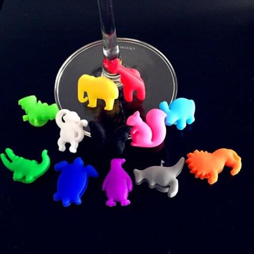 12pcs Suction Cup Silicone Animals wine charms glass markers
