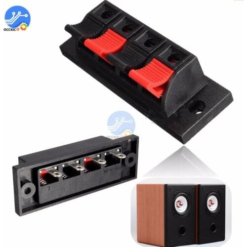 2 Pcs Spring Clip Speaker Terminal 4 Ports Binding Post Connector Socket Speaker Terminals 70x254mm