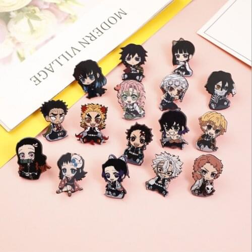20/Lot Kimetsu no Yaiba Demon Slayer Tsuyuri Kanao Nezuko Tanjirou Douma Shinobu 3.5CM Brooch Badge Pin For Lapel Figure Toys