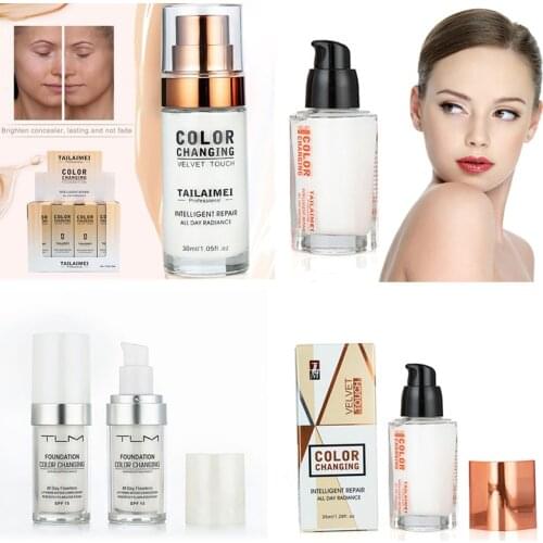30ml Color Changing Liquid Foundation Face Makeup Base Warm Skin Tone Face Moisturizing Liquid Cover Concealer