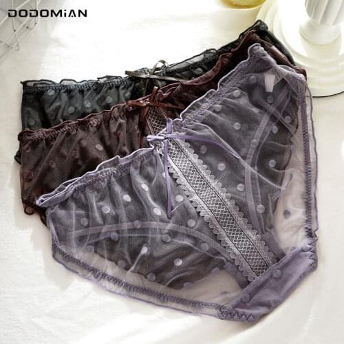 4Pcs/Lot Womens Summer Briefs Comfortable Lace Underwear Hollow Panties Mid Waist Intimates Young Girl Panty