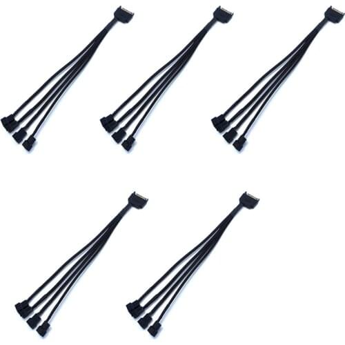 5Pcs 15-Pin SATA to 4X 3 Pin/4 Pin PWM PC Case Fan Power Adapter Cable Computer Cooler Cooling Fan Splitter Power Cable