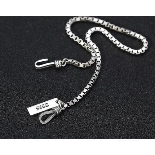 925 sterling silver color WomenBracelet Vintage Punk Rock Square Box Link Chain Bracelet Thai silver Bracelet&Bangle Jewelry