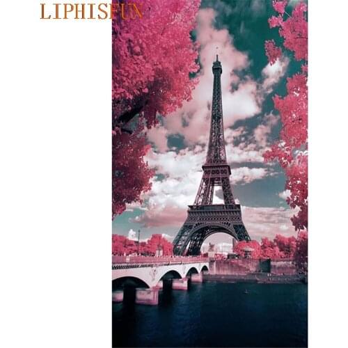 Diamond Painting Cross Stitch Full Square Round Picture of Rhinestone DIY Mosaic Embroidery Tower New Year Gift