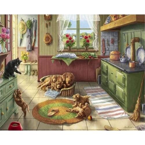 Dog Diamond embroidery kitchen Decor 5d Diy Diamond Paintings Full Drill tree picture by number rhinestones Mosaic sale L586