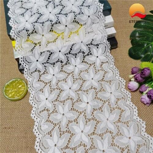 E1489*21CM White Nylon Spandex stretch Jacquard lace trimmings fabric ribbon for wedding decoration