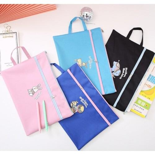 2-layer Handheld File Bag Waterproof Canvas File Folder Portable Document Bag Ideal for Office School Business Files Retailsale