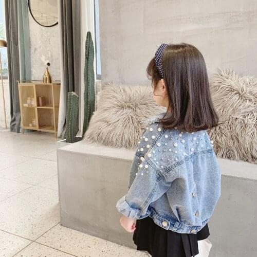 Girls denim jacket 2020 new autumn bling sequins washed baby children fashion coat kids autumn long sleeved casual clothes