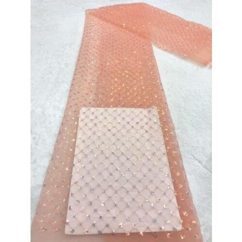 French Mesh Sequins Craft African Lace Fabric Swiss Tulle Sewing Design Evening Party Wedding Dress 5 Yards Trimming Wholesale