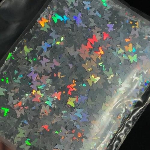 10g/bag Holo Nail Glitter Butterfly shaped 3.0mm Holographic Butterfly Glitter/ Sparkly Confetti