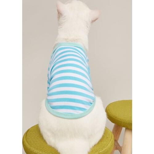 Cotton Striped T-Shirt, Summer Pet Clothes for Small Dogs, Breathable Stretchy
