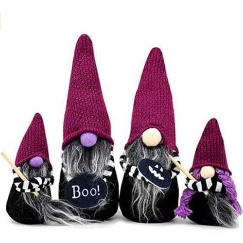 4PCS Halloween Witch Dwarf Plush, Used For Multi-Layer Tray Decoration, Handmade Halloween Dwarf, Faceless Doll