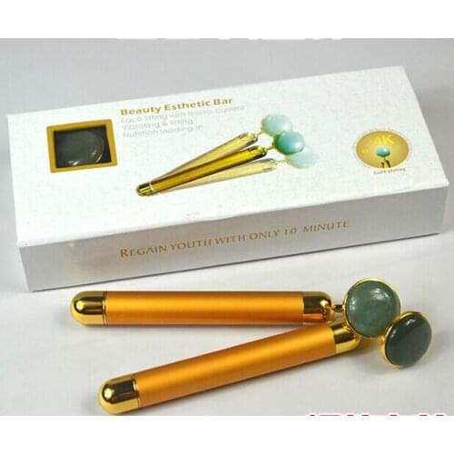 Magic HOT Selling 24K Golden jade massage head Energy Beauty Esthetic Bar Face Massager Device Gift Beauty Care