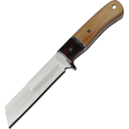 Outdoor camping small straight knife fruit knife portable wooden handle knife stainless steel high hardness tactical knife