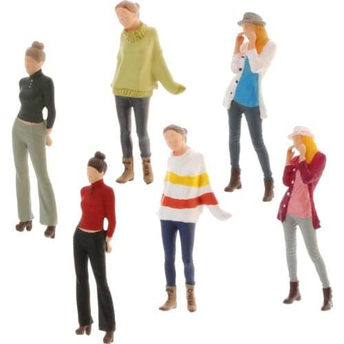 Mini 1/64 Diorama Figure People Fashion Women Model Street Train Road Buliding Layout Scenery for Desk Decor