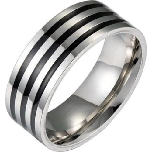 Stainless Steel Mens Black Enamel finger rings Jewelery US6/7/8/9/10/11/12/13 one piece y1535