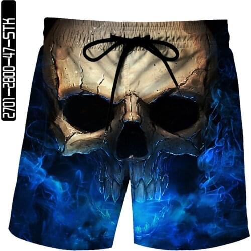 New 3D Print Skull Man Swimsuit Loose Shorts Summer Basketball Sports Casual Beach Pants Mens Bermuda Shorts
