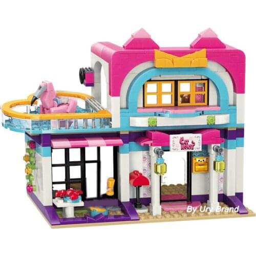 Friends Princess Series Magic Cat Music Party Villa House Set Mini Figures DIY Educational Model Building Blocks Toy for Girl