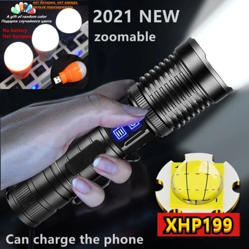 New XHP199 Most Powerful Led Flashlight Torch XHP50 High Power Rechargeable Tactical Flashlights 26650 Usb Zoomable Hand Light