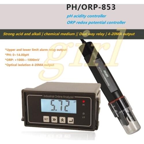 New PH controller PH-853 pH acidity meter PH transmitter / ORP redox PH electrode PH meter