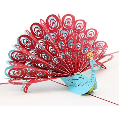 Top 3D Peacock Pop up Birthday Card for Wife Husband Kids Valentine Day Graduation Mothers Day Gift Card Greeting Card