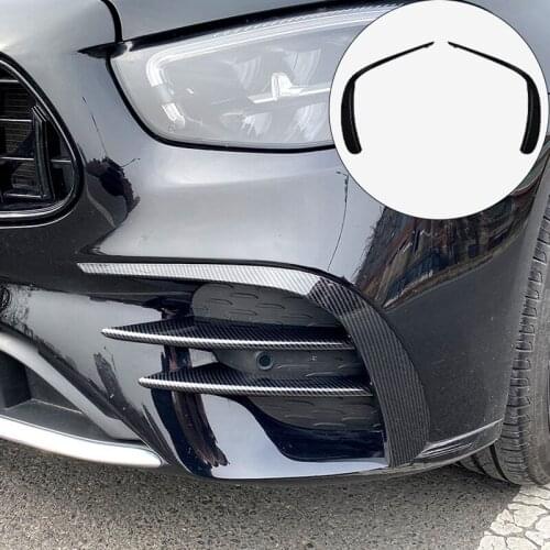 Front Bumper Spoiler for Mercedes Benz E Class W213 E260 E300 E53 2021 Carbon Fiber ABS Fog Lights Decorative Cover