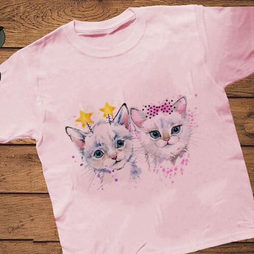 Casual Boys Animal Cartoon Cat Friend T Shirts Kids Short Sleeve Boys T-shirt For Girls Baby Girls Summer Tops Children Clothes
