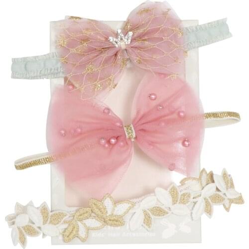 Fashion Newborn Baby Flower Bows Headband Set Rabbit Ears Lace Crown Leaves Cartoon Girls Kids Headwear Photography Props Gifts