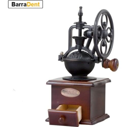 Retro Manual Coffee Grinder Great Gift Wooden Coffee Grinder Roller Grain Mill Hand Crank Coffee Grinders