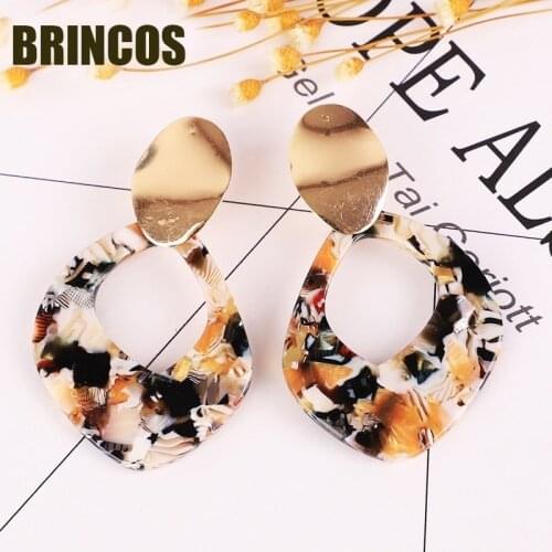 Earrings acrylic boho korean indian jewelry for women 2019statement gold aliexpress bohemian drop geometric resin yellow fashion