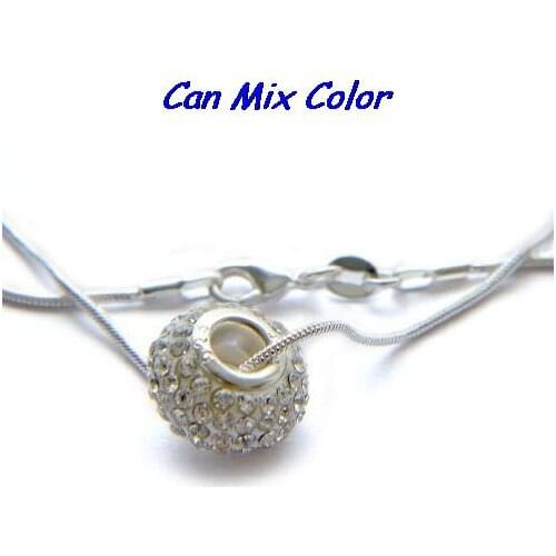 Yft45ite red Mixed 14mm x10mm Silver Plated Core Big Hole European Beads Resin Bracelets bead Rhinestone crystal