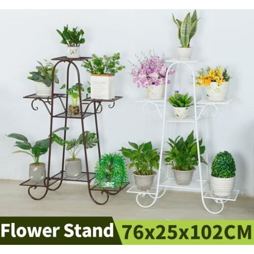 Household Indoor Folding Plant Shelves 7 Layers Square Plate Flower Pot Stand European Wrought Iron Floor-standing Plant Rack