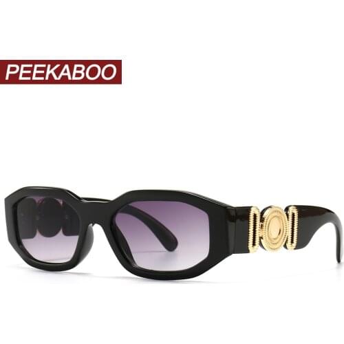 Peekaboo rectangle sunglasses women retro candy color uv400 green black ladies sun glasses square metal 2021 christmas gifts