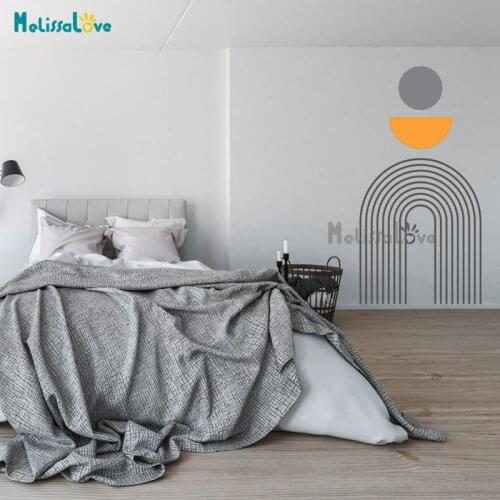 Mid Century Modern Minimal Boho Arch Decor Colorful Bohemian Living Room Bedroom Removable Vinyl Wall Sticker BD783