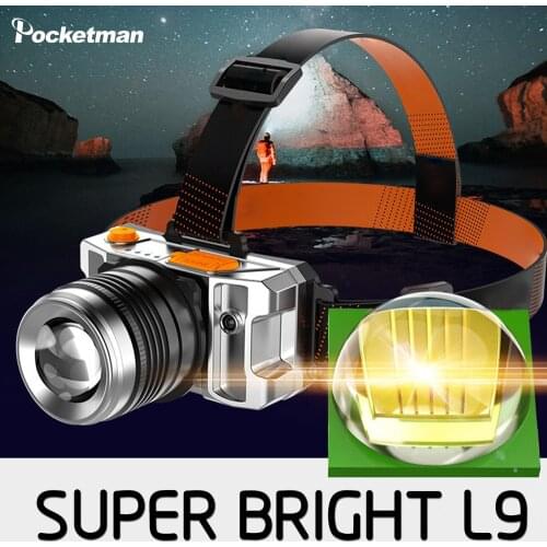 60000LM LED Headlamp Motion Sensor Headlight Head Lamp Front Torch Lanterna Head Light with Power Bank Function Built in Battery
