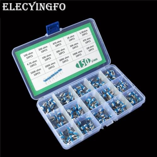 15values x10pcs RM065 (100ohm~1Mohm) 1K 10K 100K 200K 500K Trimpot Trimmer Potentiometer variable resistor Assorted kit box