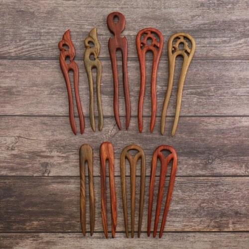 Sandalwood Hairpins U-Shaped Ethnic Style Hanfu Ancient Step Shake Hairpin Charm Hair Jewelry Hand-Carved Headwear DL