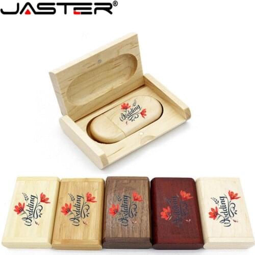 JASTER High Quality Wooden Logo Engrave Wood USB Flash Drive 4GB 8GB 16GB 32GB 64GB wedding Gift Flash Memory Card Pen Drive