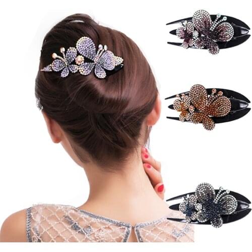 Butterfly Barette Hair Claw Big Size Fancyin Hair Accessories Rhinestone Crystal Hairpins Hair Clip Headwear for Women Girls