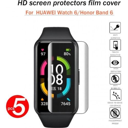 3/5PCS For Huawei Honor Band 6 Smart Watch TPU Soft Film Non-slip HD Screen Protectors Film Cover For HUAWEI Watch Band 6