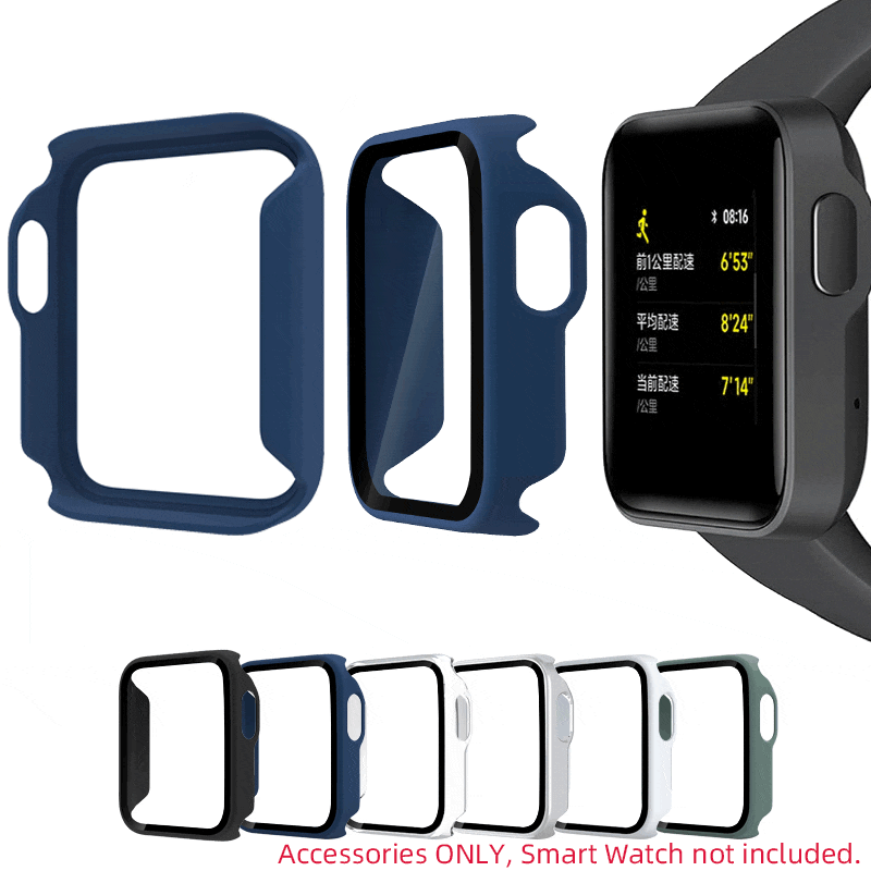 For Xiaomi Mi Watch Lite/Redmi Smart Watch Glass Screen Protector Case Shell Full Edge Frame Case Shell Protective Bumper Cover