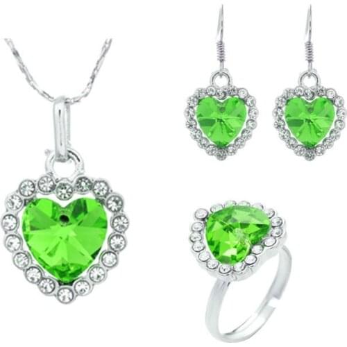 QiLeSen Free Shipping, 925 Sterling Silver Pendant Necklace, Earrings, Bridesmaid/Lady Set, Wedding Engagement Jewelry Set S012