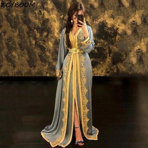 Long Sleeves Muslim Split Prom Dresses 2021 Women Formal Party Night Vestidos De Gala Satin Elegant Saudi Arabia Evening Gowns