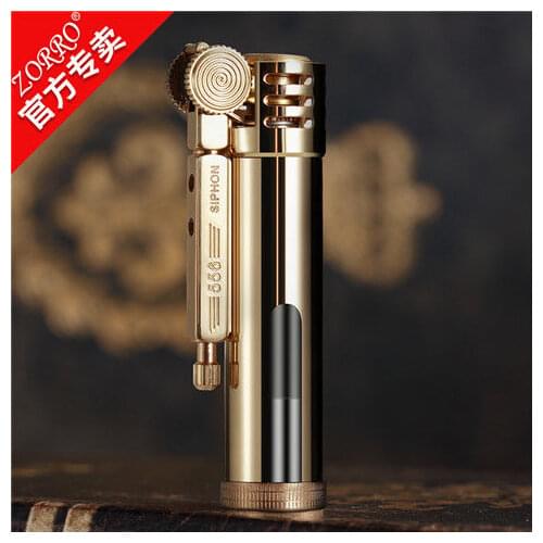 Zorro Pure Copper Vintage Windproof Retro Nostalgic Men Creative Transparent Visible Oil Tank Kerosene Lighter Gift