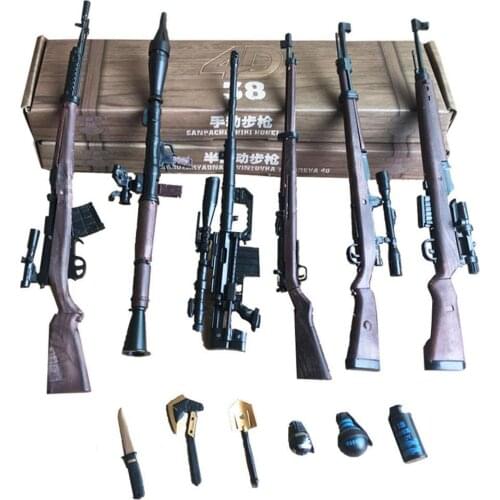 1pcs 4D 1:6 Assembly Military Weapon Model Scale Toys Gun 98K RPG SVT-40 M200 38 Rifle 12 Inches Action Figure Toy Gifts