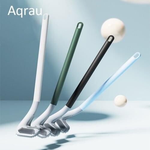 1pc Golf Bendable Silicone Toilet Brush Flexible Soft Brush Head Long Handle Toilet Cleaning Brush Home Bathroom Hanging Brush